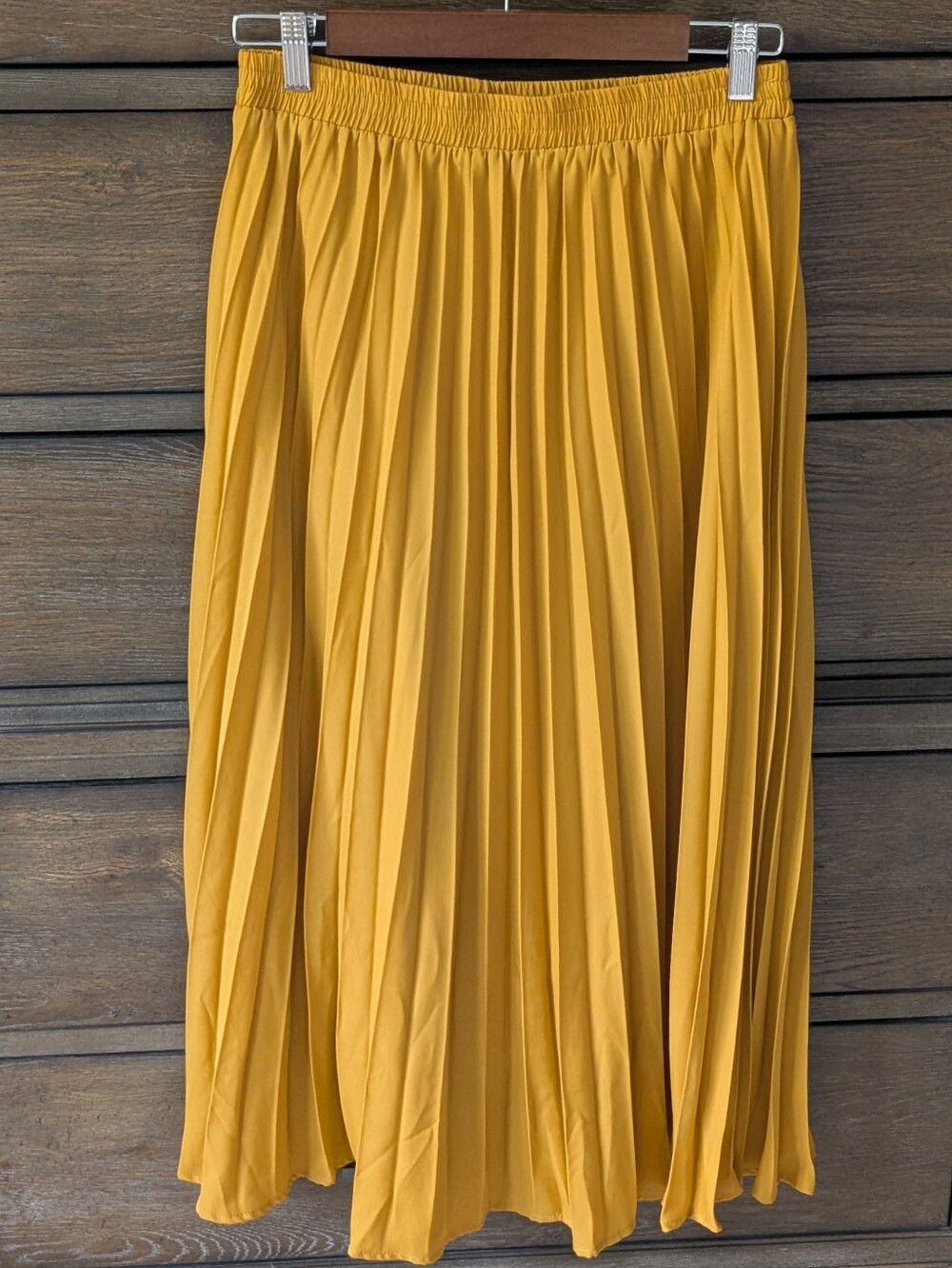 Pleated Mustard Yellow Midi Skirt - Brand Unknown